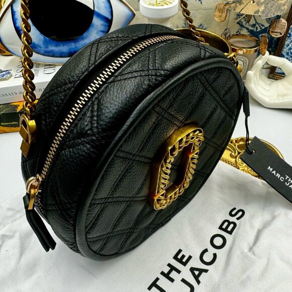 🆕 THE MARC JACOBS 🧿 NWT The Status Round Crossbody, Black - Picture 4 of 15
